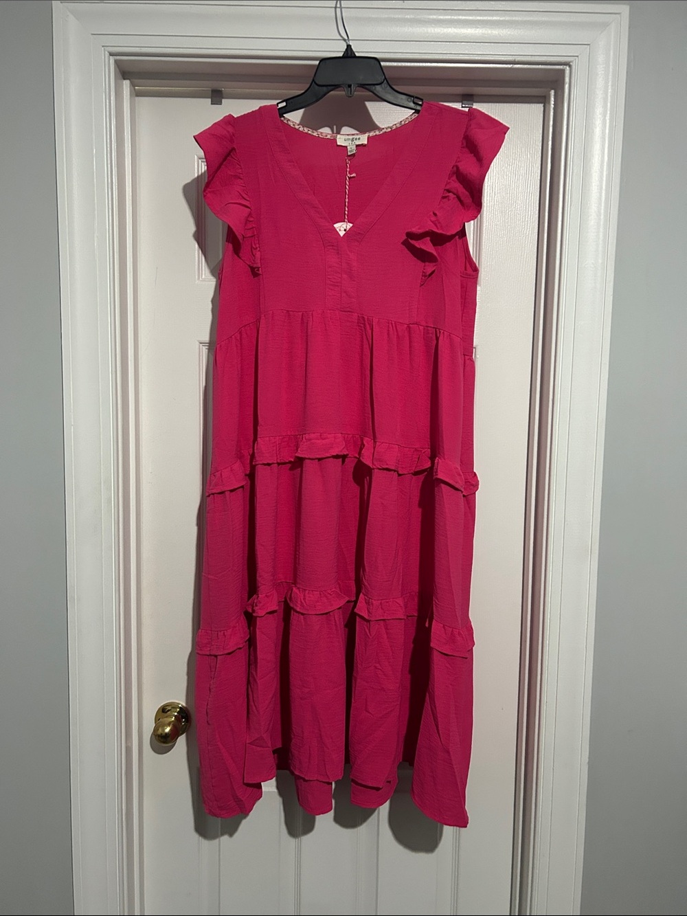 Umgee Women’s Fuchsia Ruffle Tiered Summer Dress